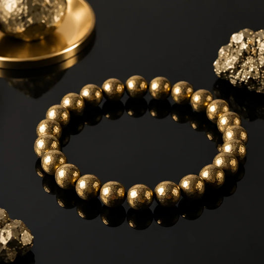 Natural Pyrite Bracelet 8mm for Wealth & Prosperity