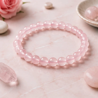 Natural Rose Quartz Bracelet (8mm) for Love & Emotional Healing