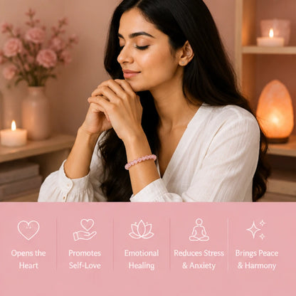 Natural Rose Quartz Bracelet (8mm) for Love & Emotional Healing