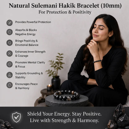 Natural Sulemani Hakik Bracelet (10mm) for Protection & Positivity
