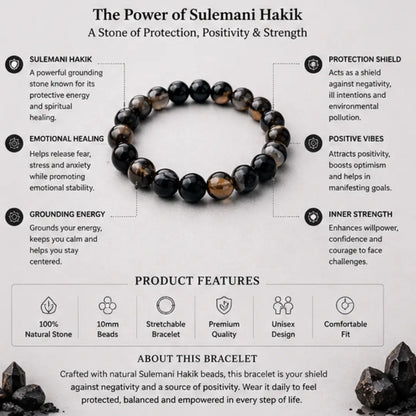 Natural Sulemani Hakik Bracelet (10mm) for Protection & Positivity
