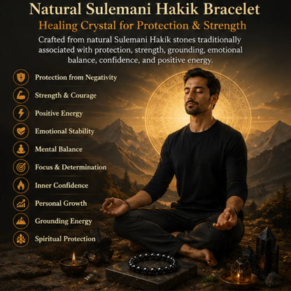 Natural Sulemani Hakik Healing Crystal Bracelet 8MM for Protection & Strength