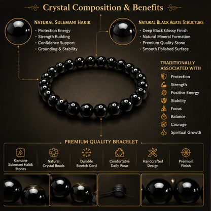 Natural Sulemani Hakik Healing Crystal Bracelet 8MM for Protection & Strength