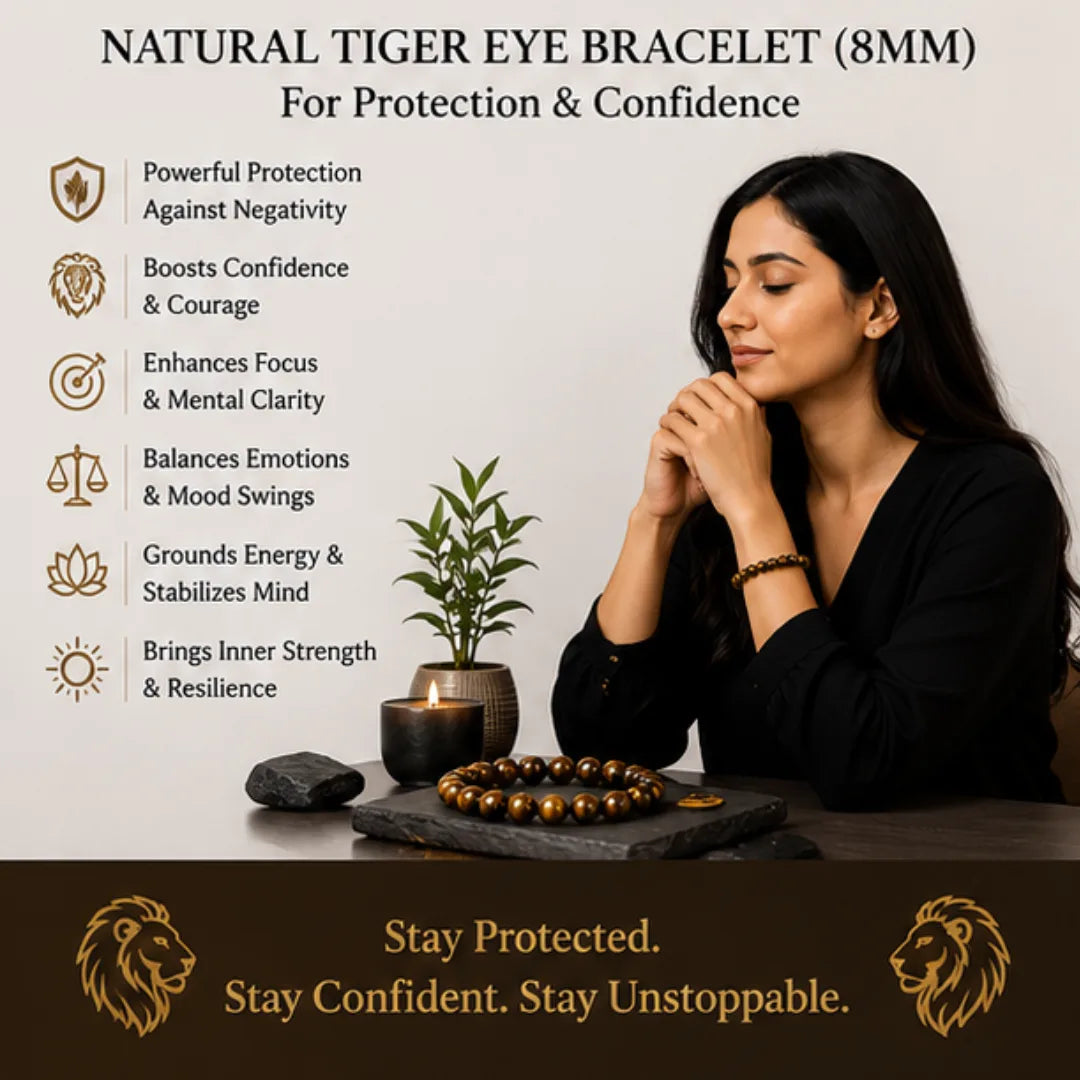 Natural Tiger Eye Bracelet (8mm) for Protection & Confidence