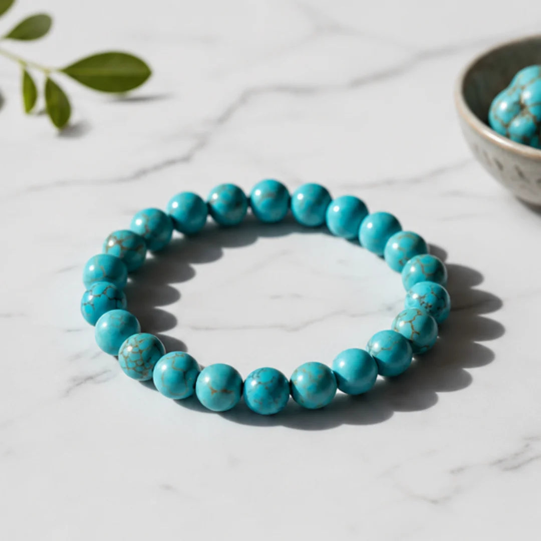 Natural Turquoise (Firoza) Bracelet (8mm) for Luck & Protection