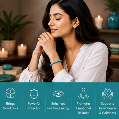 Natural Turquoise (Firoza) Bracelet (8mm) for Luck & Protection
