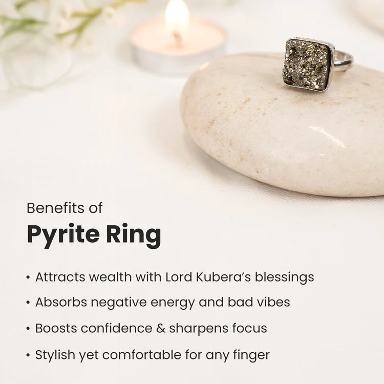 Pyrite Adjustable Square Ring