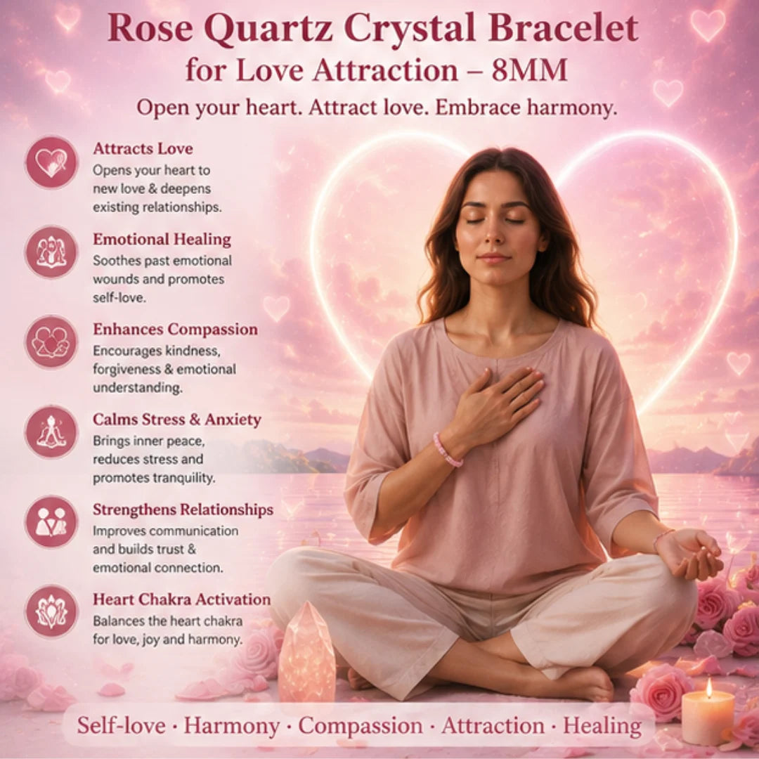 Natural Rose Quartz Heart Pendant for Love & Relationship Healing