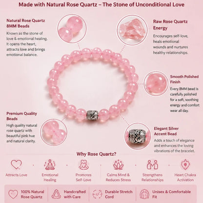 Natural Rose Quartz Heart Pendant for Love & Relationship Healing