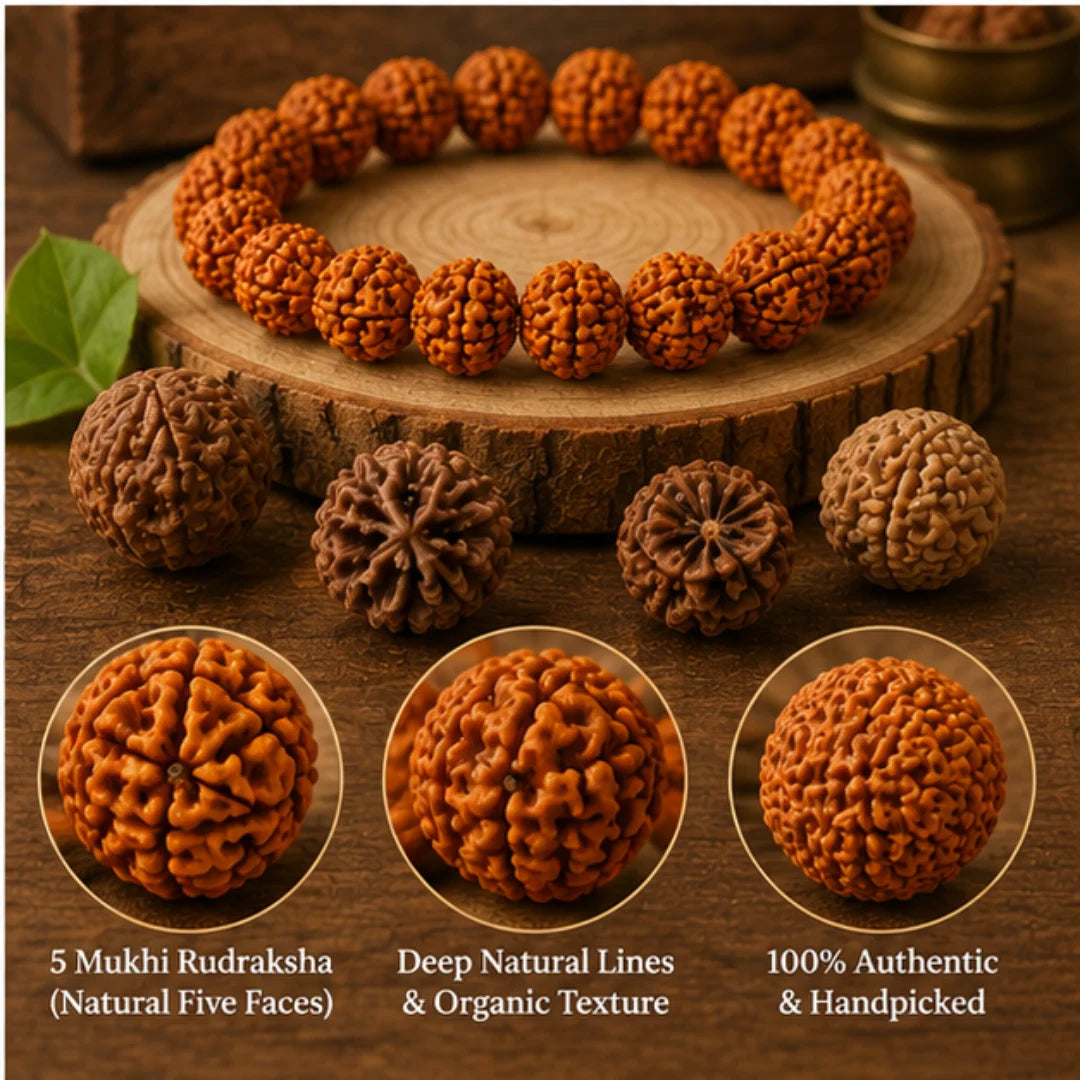 Siddh 5 Mukhi Rudraksha Bracelet for Protection & Spiritual Growth