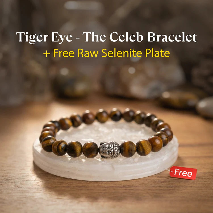 Tiger Eye Bracelet with FREE Raw Selenite Plate