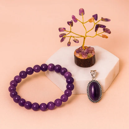 Amethyst Bracelet & Pendant With Tree (Combo)
