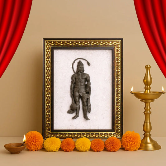 Pyrite Hanuman Ji With Selenite Plate