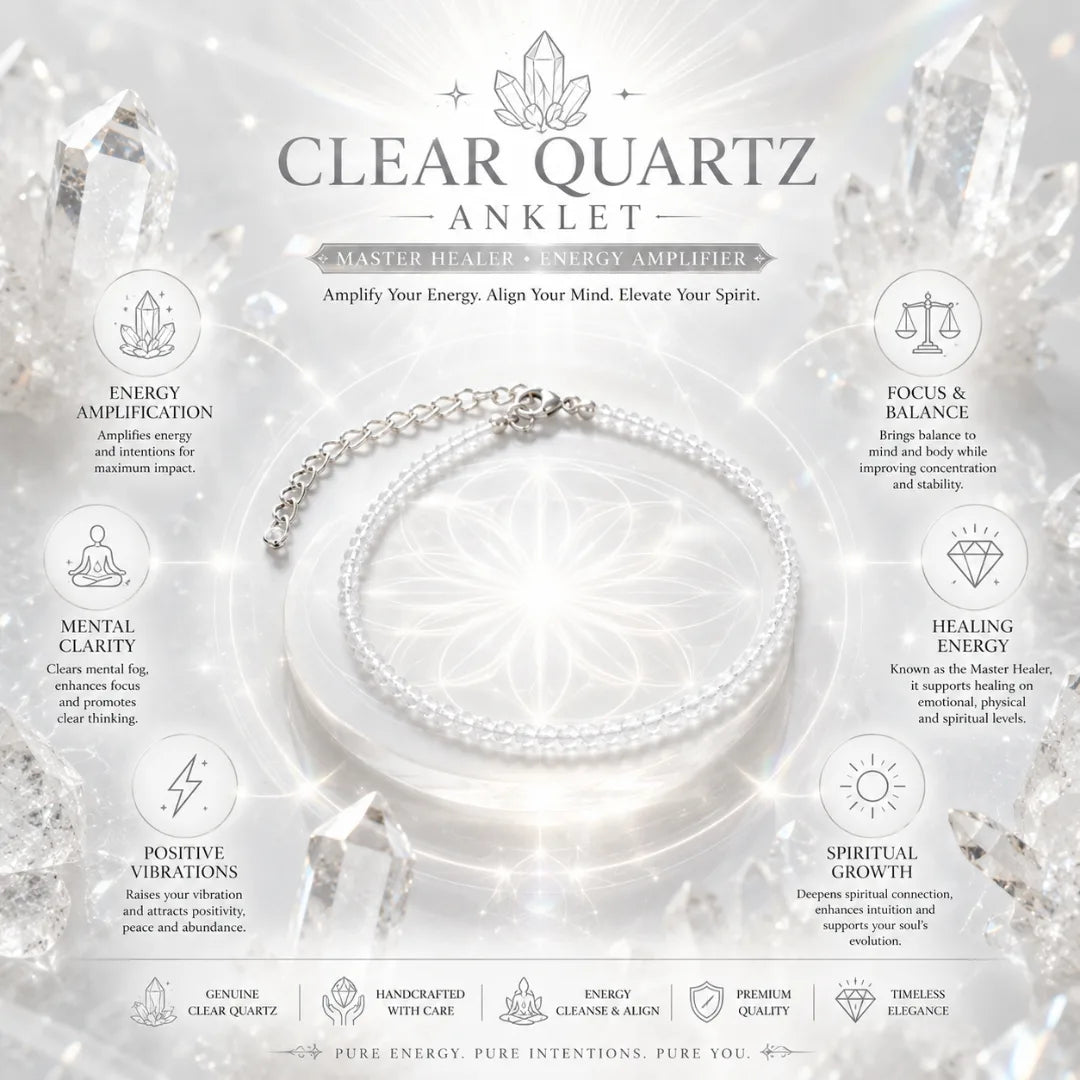 Clear Quartz Women Anklet for Healing & Energy Amplification