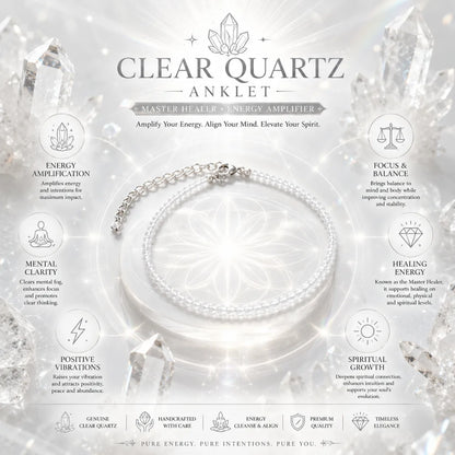 Clear Quartz Women Anklet for Healing & Energy Amplification