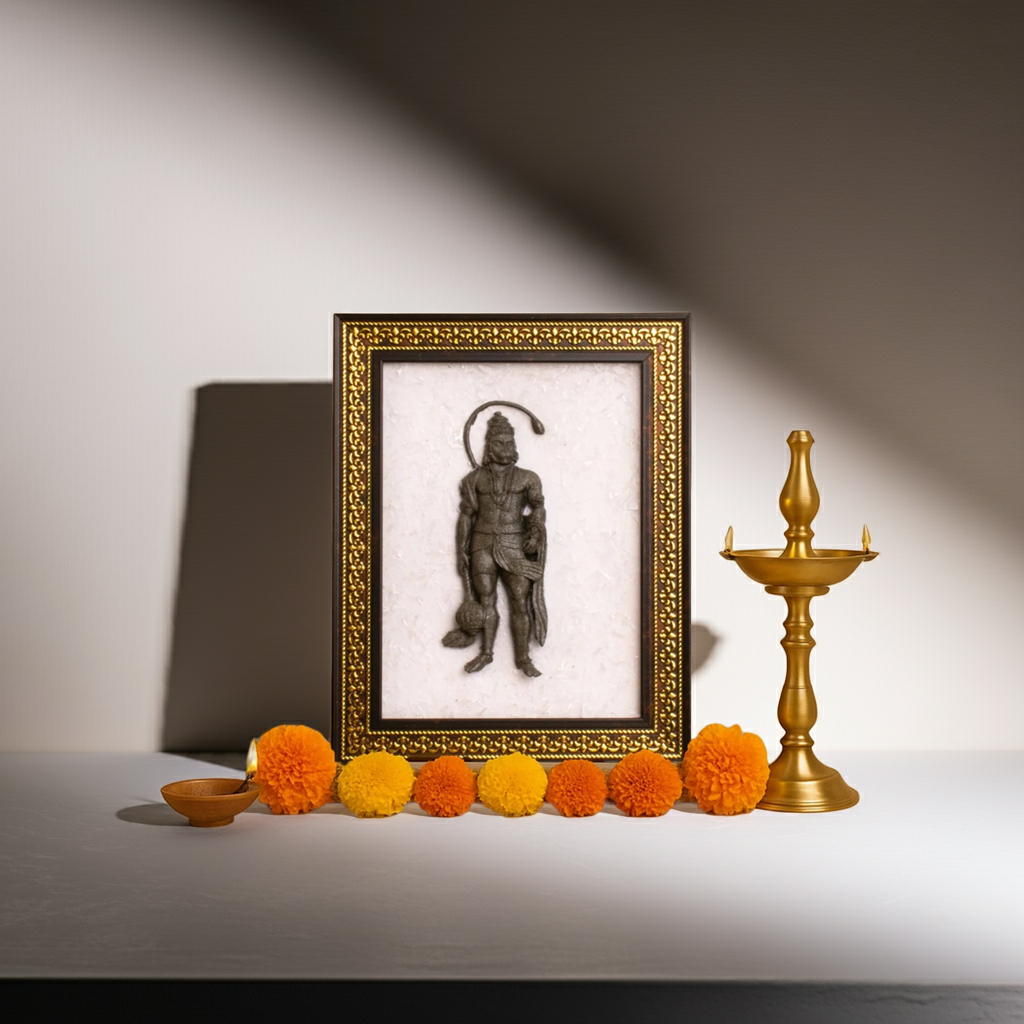 Pyrite Hanuman Ji With Selenite Plate