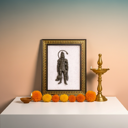 Pyrite Hanuman Ji With Selenite Plate