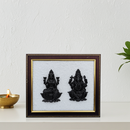 Pyrite Ganesh Ji & Laxmi Ji Frame || Gembhagya