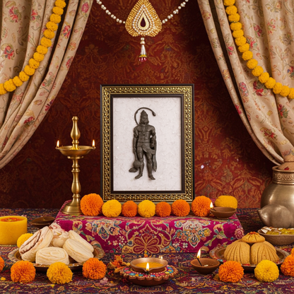 Pyrite Hanuman Ji With Selenite Plate