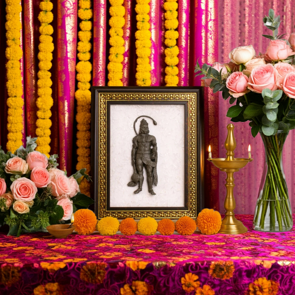 Pyrite Hanuman Ji With Selenite Plate