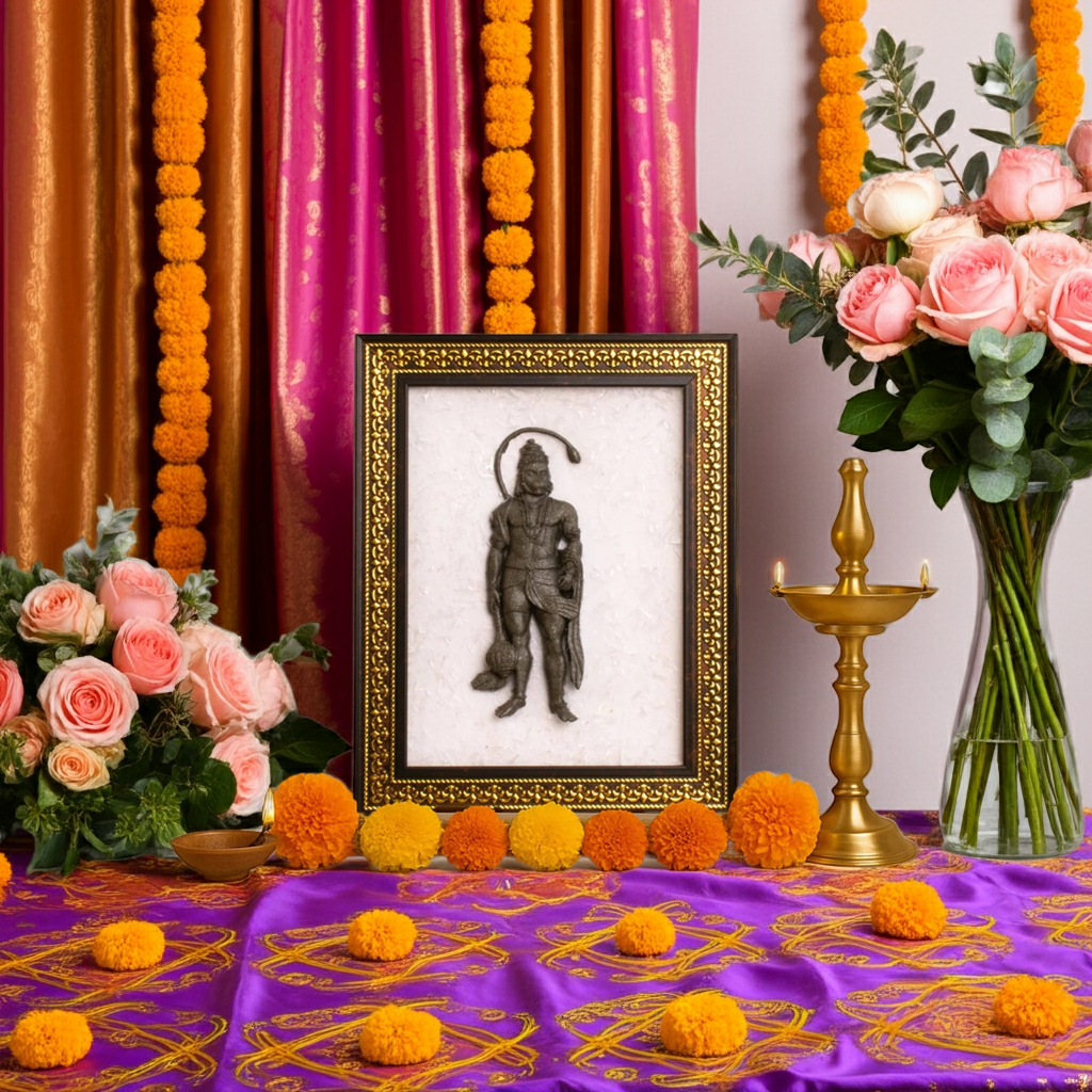 Pyrite Hanuman Ji With Selenite Plate