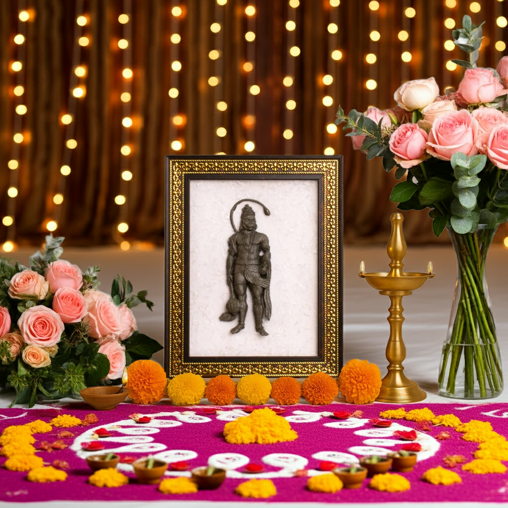 Pyrite Hanuman Ji With Selenite Plate