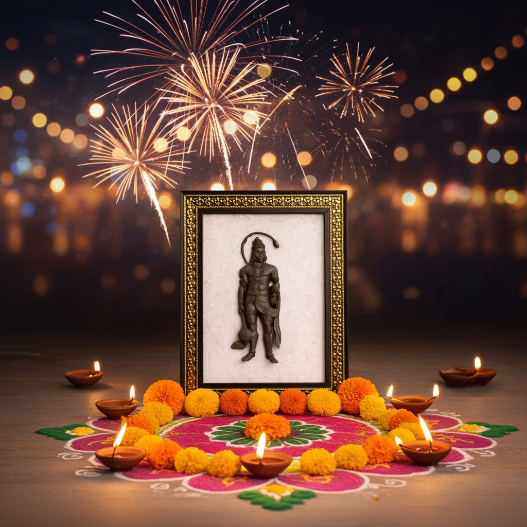 Pyrite Hanuman Ji With Selenite Plate