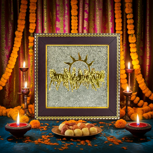 Pyrite Seven Horses Frame || Gem bhagya