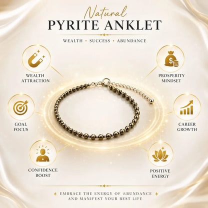 Lab Certified Raw Pyrite Anklet Set (2) for Wealth & Prosperity