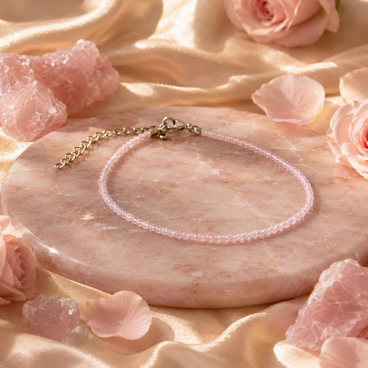 Rose Quartz Women Anklet for Love & Emotional Healing