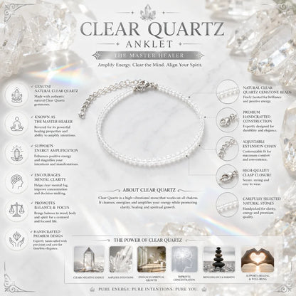 Clear Quartz Women Anklet for Healing & Energy Amplification