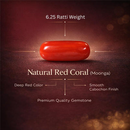 NATURAL RED CORAL(MOONGA) - 6.25 RATTI