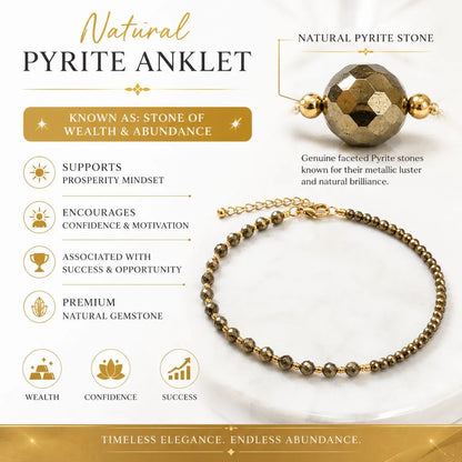 Lab Certified Raw Pyrite Anklet Set (2) for Wealth & Prosperity