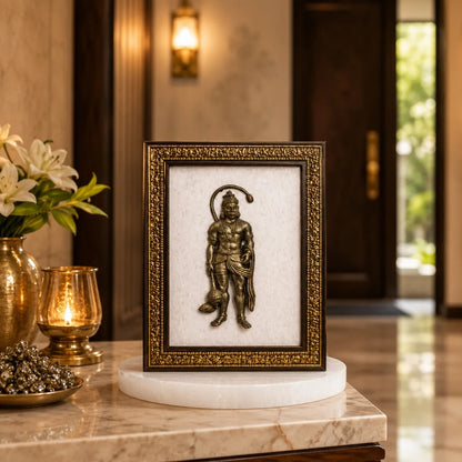 Pyrite Hanuman Ji with Selenite Plate for Protection & Wealth