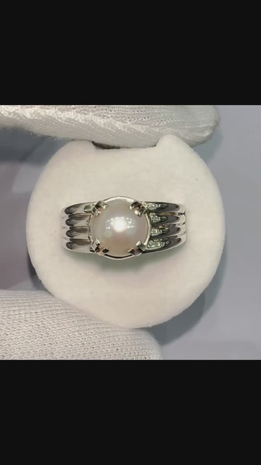 NATURAL PEARL( MOTI ) SILVER RING
