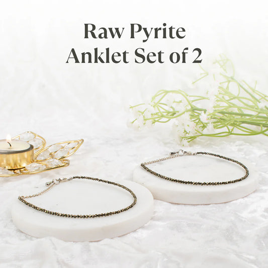 RAW PYRITE ANKLET SETOF 2 - LAB CERTIFIED