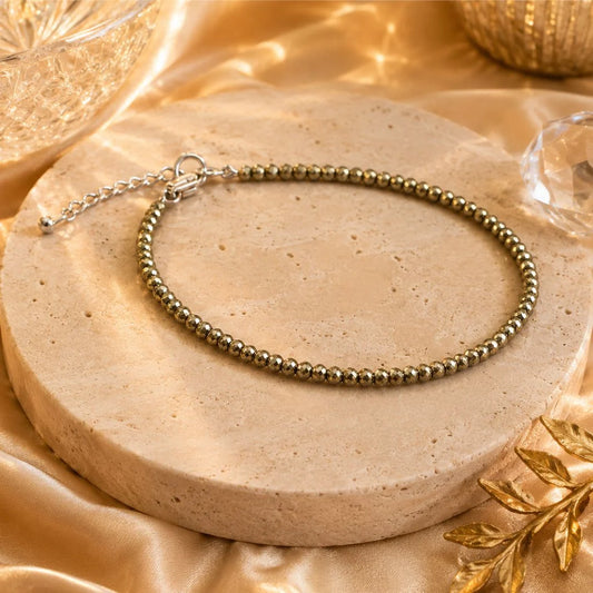 Natural Pyrite Anklet for Wealth & Money for Women