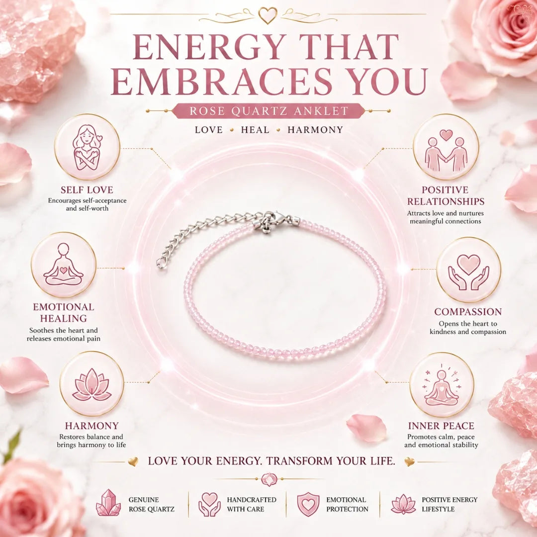 Rose Quartz Women Anklet for Love & Emotional Healing