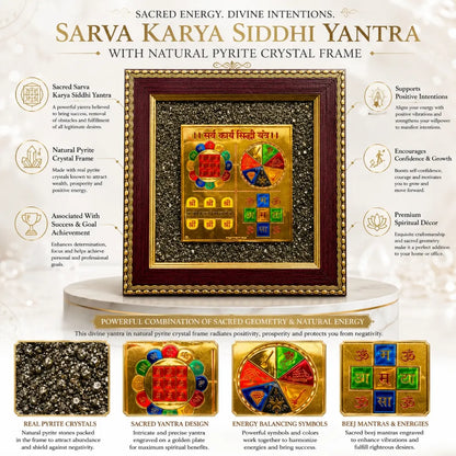 Sarva Karya Siddhi Yantra with Pyrite Frame for Success & Wealth
