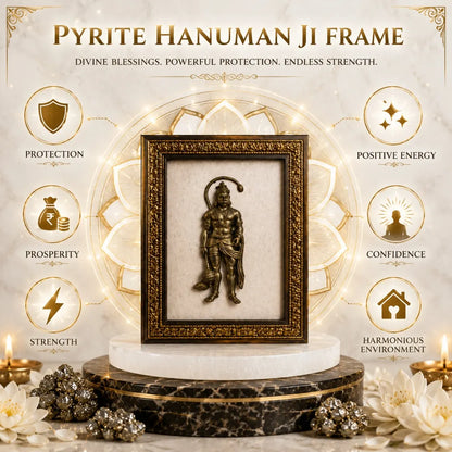 Pyrite Hanuman Ji with Selenite Plate for Protection & Wealth