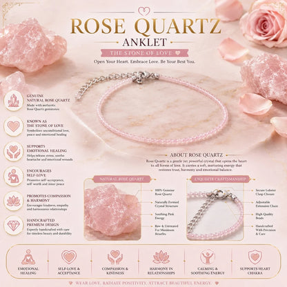 Rose Quartz Women Anklet for Love & Emotional Healing